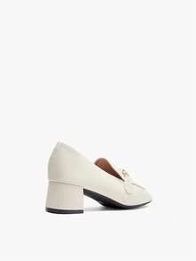 Alvarani Women's High-Heeled Loafers: Chunky Heeled Shoes, 2024 Spring And Autumn New Retro Shoes, Versatile British Women's Shoes, Soft Leather Beige High-Heeled Shoes,Elegant - Beige - View 8