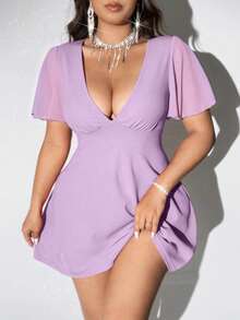 Viva Relle Plus Size Women's Red Mini A-Line Sexy Dress - Mauve Purple - View 5