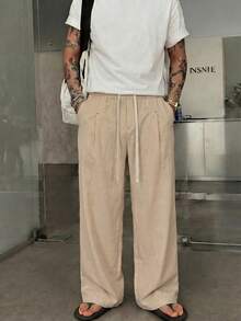 STEELVANCE Men's Casual Versatile Solid Color Loose Pants - Khaki - View 3