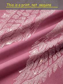 INAWLY Women's Dropped Shoulder Long Sleeve Sweatshirt With Wing Pattern On Back - Dusty Pink - View 4