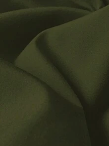 Elamini 女款軍綠色深V領百褶花瓣袖休閒優雅襯衫，適合度假、夏季外出 - 軍綠色 - 查看 5