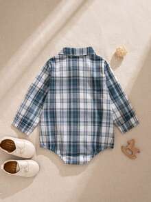 Souflis Souflis French Vintage Autumn/Winter New College Style Long Sleeve Plaid Romper For Boys, Suitable For Outings, Parties And Multiple Occasions - Multicolor - View 3