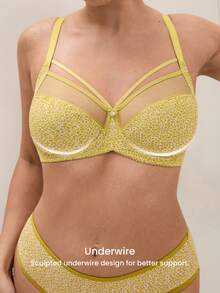 LUVLETTE Dream Curve Air Green Cheetah Print&Colorful Leopard Pattern Sheer Unlined Full Coverage Side Support Mesh Minimizer Bra - Green - View 3