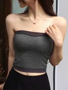 DAZY 修身版抹胸開襟外套休閒度假夏季女款兩件套 - 灰色 - 查看 8