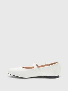 CUCCOO BIZCHIC Women's Shoes, Vacation Leisure Commuting, Comfortable Soft Sole Glossy Solid Color Round Toe Y Slip-On And Two Flat Shoes - White - View 9
