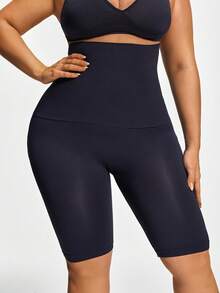 SHEIN 2 Packs Plus Size Seamless Cut-Out Mid Thigh Short Set Body Shaper Butt Lifter-Tummy Waist Thigh Control - Black - View 5