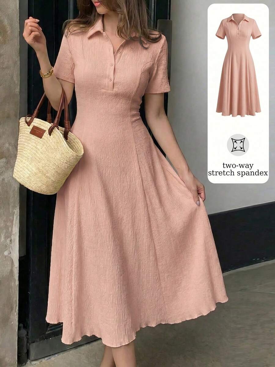 Modelyn Women's Solid Color Knit Midi Dress - Pink - View 1