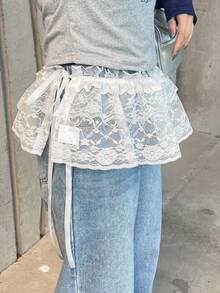 FRIFUL Women Lace Tiered Ruffle Skirt, Layered Cake Skirt, Suitable For Spring And Summer - White - View 5