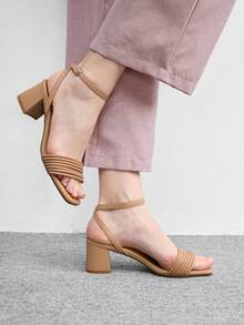 CUCCOO BIZCHIC Simple And Generous, Fashionable And Versatile, Casual Workplace Commuter Women's High-Heeled Sandals Summer - Apricot - View 4