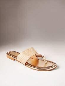 SHUZIA Women's Casual Holiday Flat Toe Sandals - Gold - View 6