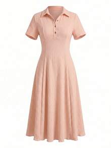 Modelyn Women's Solid Color Knit Midi Dress - Pink - View 8