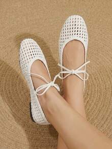 Styleloop Ladies Woven White Flat Shoes, Holiday Atmosphere, Summer Wear, A Must For Travel - White - View 10