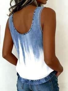 EMERY ROSE Women's Casual Contrast Color Round Neck Tank Top - Multicolor - View 2