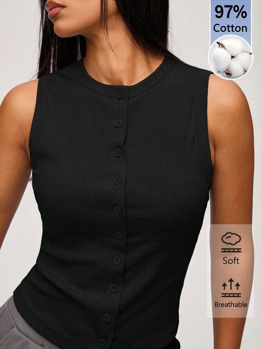 SHEIN BASICS 女款素色修身百搭日常休閒上衣