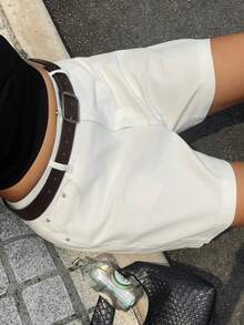 Dazy Plus 夏季新款舒适休闲裤，宽松休闲风大码女式牛仔七分短裤 - 白色 - 查看 8