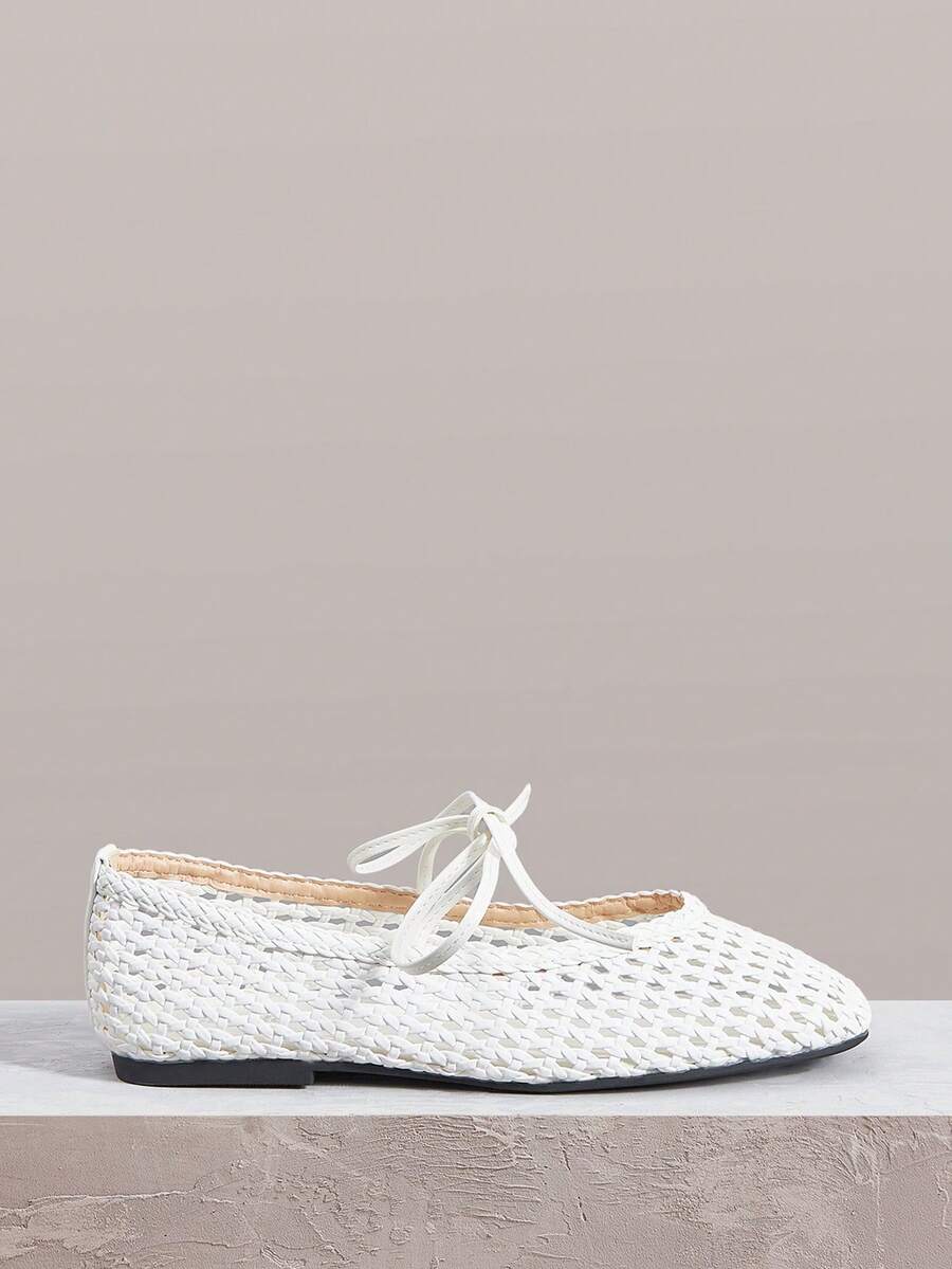 Styleloop Ladies Woven White Flat Shoes, Holiday Atmosphere, Summer Wear, A Must For Travel - White - View 1