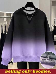 EMERY ROSE Popular Ombre Regular Fit Women Plus Size Crew Neck Sweatshirt - Mauve Purple - View 1