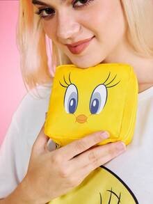 LOONEY TUNES X SHEIN 1个/1套卡通图案涤纶纤维收纳袋，可用作女性卫生用品收纳袋、数码产品收纳袋、小物件收纳袋，情人节礼物 - 黃色 - 查看 3