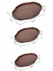 1pc Oval Shaped Walnut Wood Tray, Suitable For Serving Food, Snacks, Beverages, Sushi, Steak, Pizza, Desserts, Cakes, Breads, Also Can Be Used As Breakfast Tray, Coffee Tray, Tea Tray, Dining Plate, Serving Platter - Maroon - View 16