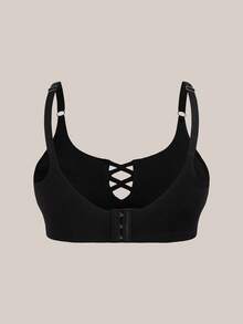Barelissa 1 pieza Sujetador sin costuras cómodo de talla grande para mujer con doble correa cruzada - Negro - Ver 2