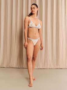 lacRébo Romantic Lingerie Set In Ecru And Pastel Blue Lace Cute Chic Sexy See Through Lingerie Set - Apricot - View 5