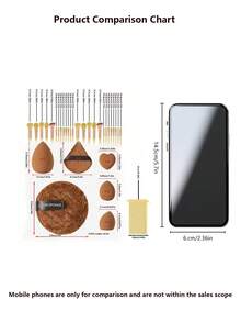 46 piezas Herramientas de maquillaje profesional, Herramientas de maquillaje para principiantes, Herramientas de belleza, Limpieza facial y esponja de polvo de maquillaje - Marrón - Ver 3