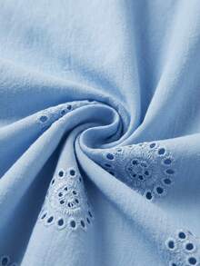 Easowa V-Neck Ruffle Lace Backless High Waist Babydoll Dress Casual Boho Elegant Commute Vacation Old Money Spring Summer Women's Mini Light Blue - Baby Blue - View 8