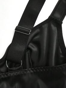 AltBold 1件女款PU皮革龐克風鋼圈寬肩帶胸罩 - 黑色 - 查看 3