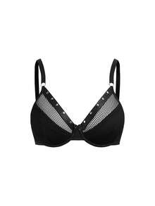 AltBold Soutien-gorge décontracté pour femme grande taille avec patchwork en maille pour tous les jours - Noir - Voir 1