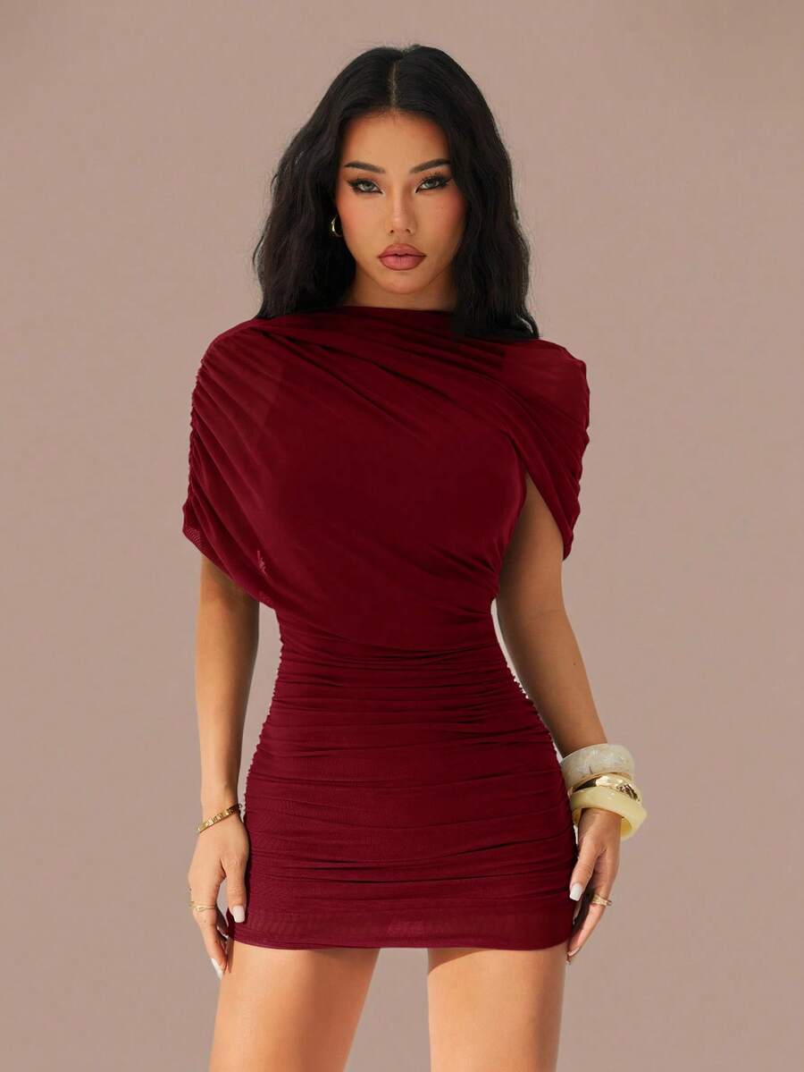 SHEIN PETITE 春夏季女裝:休閒約會外出、夜店/俱樂部派對穿搭 - 酒紅色 - 查看 1