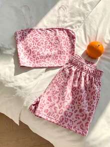 Maillard奶油豹紋Y2K服飾，BM美式復古甜美校園風，青少年女孩休閒簡約背心套裝，適合夏季返校穿搭，2000年代風格 - 白色 - 查看 3