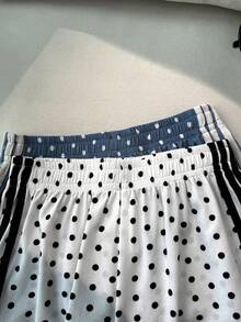 SHEIN 青少年女孩圓點對比腰帶短褲，適合運動、度假、畢業、世界盃比賽日、夏季、度假、圓點印花洋裝、圓點、波點、杜卡迪圓點、適合日常通勤、派對、秋冬夏季、聖誕節、新年、感恩節、派對、婚禮、海灘、畢業典禮、時尚、優雅、休閒、外出、預約、通勤、閃亮、情人節、優雅、度假、休閒、Y2K、外出、畢業典禮等 - 彩色 - 查看 4