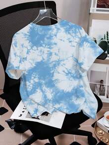 THE POWERPUFF GIRLS X SHEIN T-shirt d'été décontracté grande taille avec imprimé tie-dye et dessin animé - Blanc - Voir 2