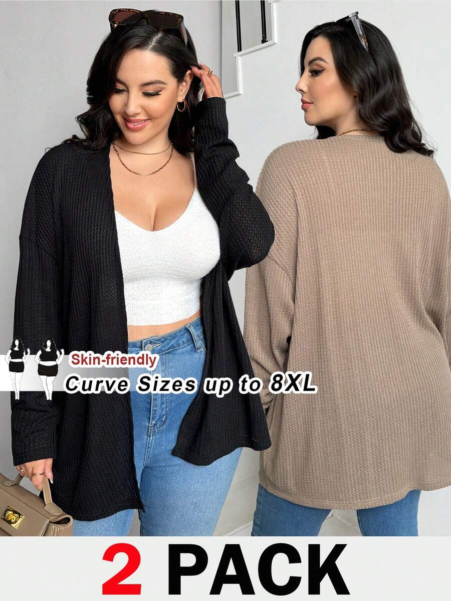 SHEIN CURVE+ 大码女士休闲夏季套装,女士休闲套装,女士无肩带背心和紧身裤套装,女士运动套装两件套,凉爽吸湿速干高弹面料裤子两件套 - 酒紅色 - 查看 1