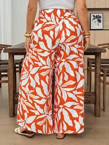 SHEIN CURVE+ Plus Size Women's All-Over Print Casual Versatile Daily Travel Long Pants Fall - Multicolor - View 2