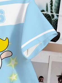 THE POWERPUFF GIRLS X SHEIN Women's Bubbles Pattern Colorblock Round Neck Short Sleeve T-Shirt - White - View 6
