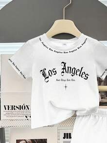 2pcs Baby Boy Street Style English Letter Print Vest + Shorts Set, Suitable For Outings In Summer - Multicolor - View 9