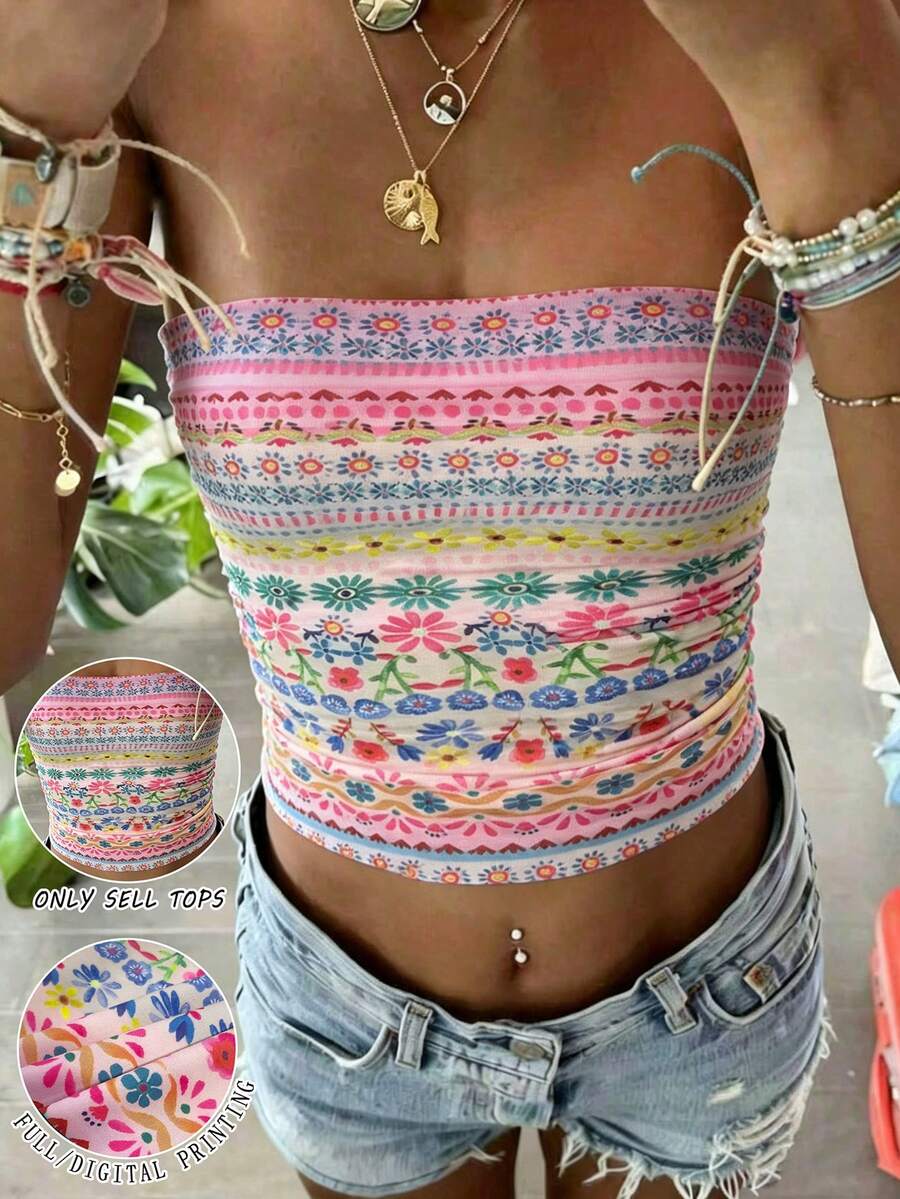 INAWLY Áo quây nữ kiểu dáng thường ngày in họa tiết hoa. - Nhiều màu - Xem 1