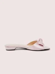 CUCCOO DOLLMOD 粉色蝴蝶結低跟鞋－方頭拖鞋，適合派對、婚禮或新娘裝扮場合，夏季穿著 - 粉色 - 查看 5