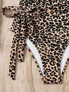 Swim SXY Traje de baño de una pieza con estampado de leopardo, escote ultra bajo y espalda descubierta - Multicolor - Ver 7