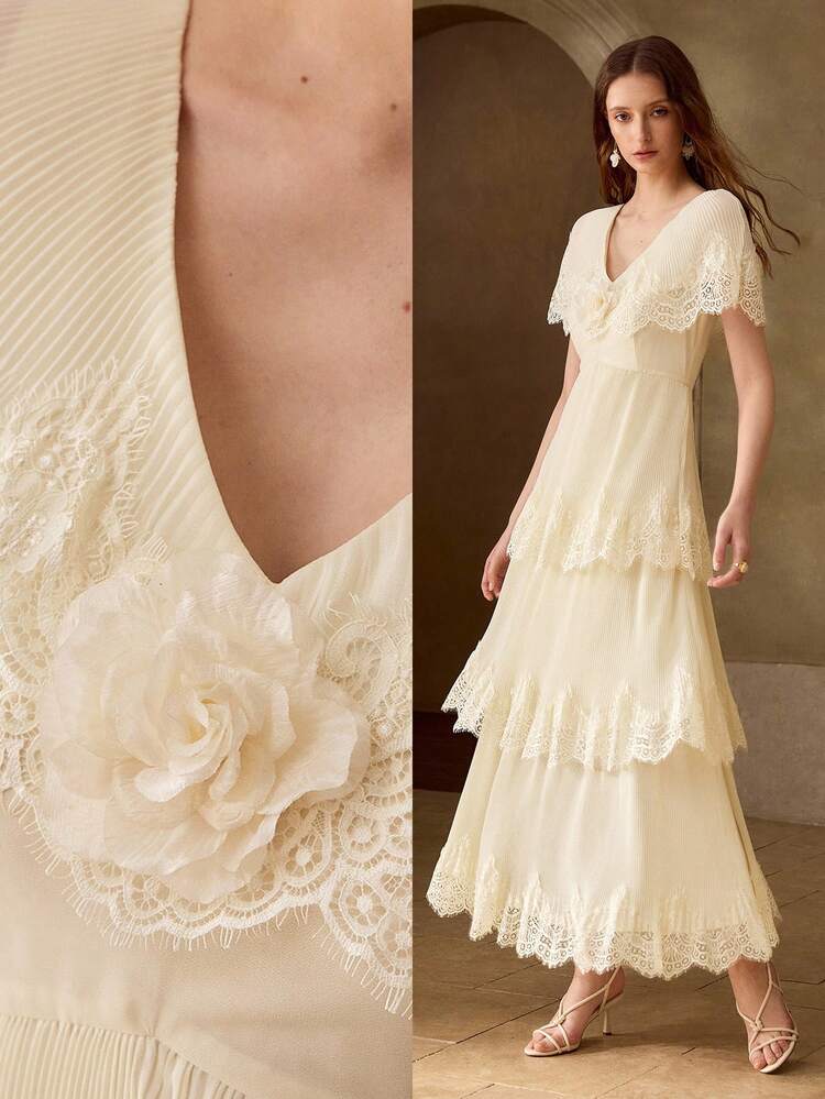 ELEGANT & DELICATE WOMEN'S CONTRAST LACE DRESS