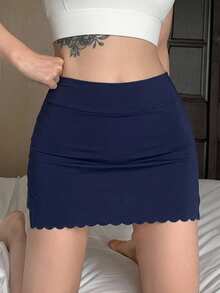 DAZY 女款防尷尬安全內褲，波浪邊三角底褲 - 藏蓝色 - 查看 6
