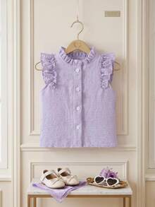 SHEIN Blusa sin mangas con volantes para niñas bebé - Púrpura malva - Ver 3