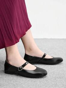 CUCCOO BIZCHIC 女款休閒通勤度假鞋，舒適軟底亮面純色圓頭 Y 型一腳蹬平底鞋 2雙 - 黑色 - 查看 5