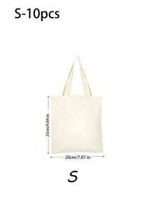 Multi-Size(Mini/S/M/L) Large Capacity Beige Canvas Tote Bag, Multipurpose Storage Handbag For Books & Stationery. Reusable As Party, Wedding, Baby Shower & Exhibition Gift Bag, Fit For DIY Painting, Embroidery And Sublimation Printing. - Beige - View 5
