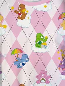 SHEIN X Care Bears Plus Size Women's Cartoon Print Round Neck Short Sleeve Casual T-Shirt - White - View 5