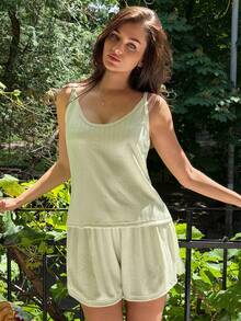 DAZY Women's Solid Color Camisole Top And Shorts Loungewear Set Summer - Green - View 6