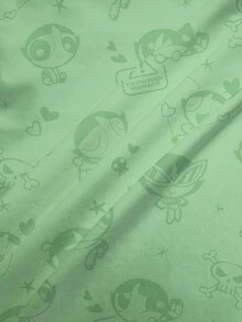 THE POWERPUFF GIRLS X SHEIN 女式可爱毛茛花和字母印花短袖T恤，夏季 - 白色 - 查看 7