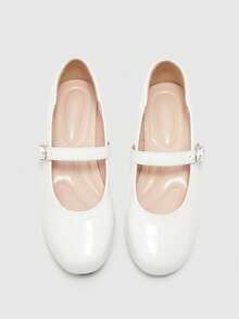 CUCCOO BIZCHIC Women's Shoes, Vacation Leisure Commuting, Comfortable Soft Sole Glossy Solid Color Round Toe Y Slip-On And Two Flat Shoes - White - View 2
