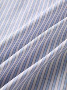 ROMWE MEN Street Life Men's Striped Short Sleeve Button-Down Casual Shirt - Blue - View 7